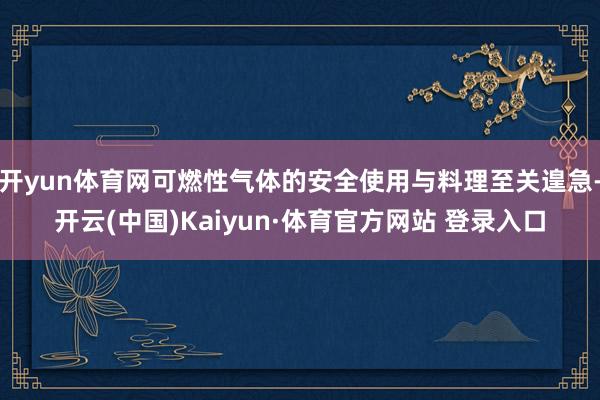 开yun体育网可燃性气体的安全使用与料理至关遑急-开云(中国)Kaiyun·体育官方网站 登录入口