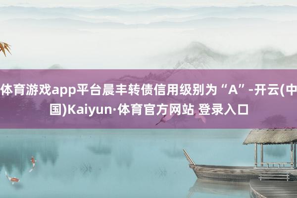 体育游戏app平台晨丰转债信用级别为“A”-开云(中国)Kaiyun·体育官方网站 登录入口