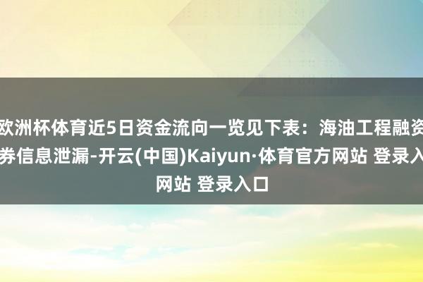 欧洲杯体育近5日资金流向一览见下表：海油工程融资融券信息泄漏-开云(中国)Kaiyun·体育官方网站 登录入口