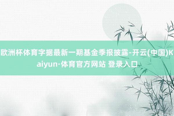 欧洲杯体育字据最新一期基金季报披露-开云(中国)Kaiyun·体育官方网站 登录入口