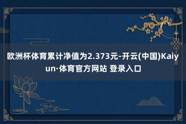 欧洲杯体育累计净值为2.373元-开云(中国)Kaiyun·体育官方网站 登录入口